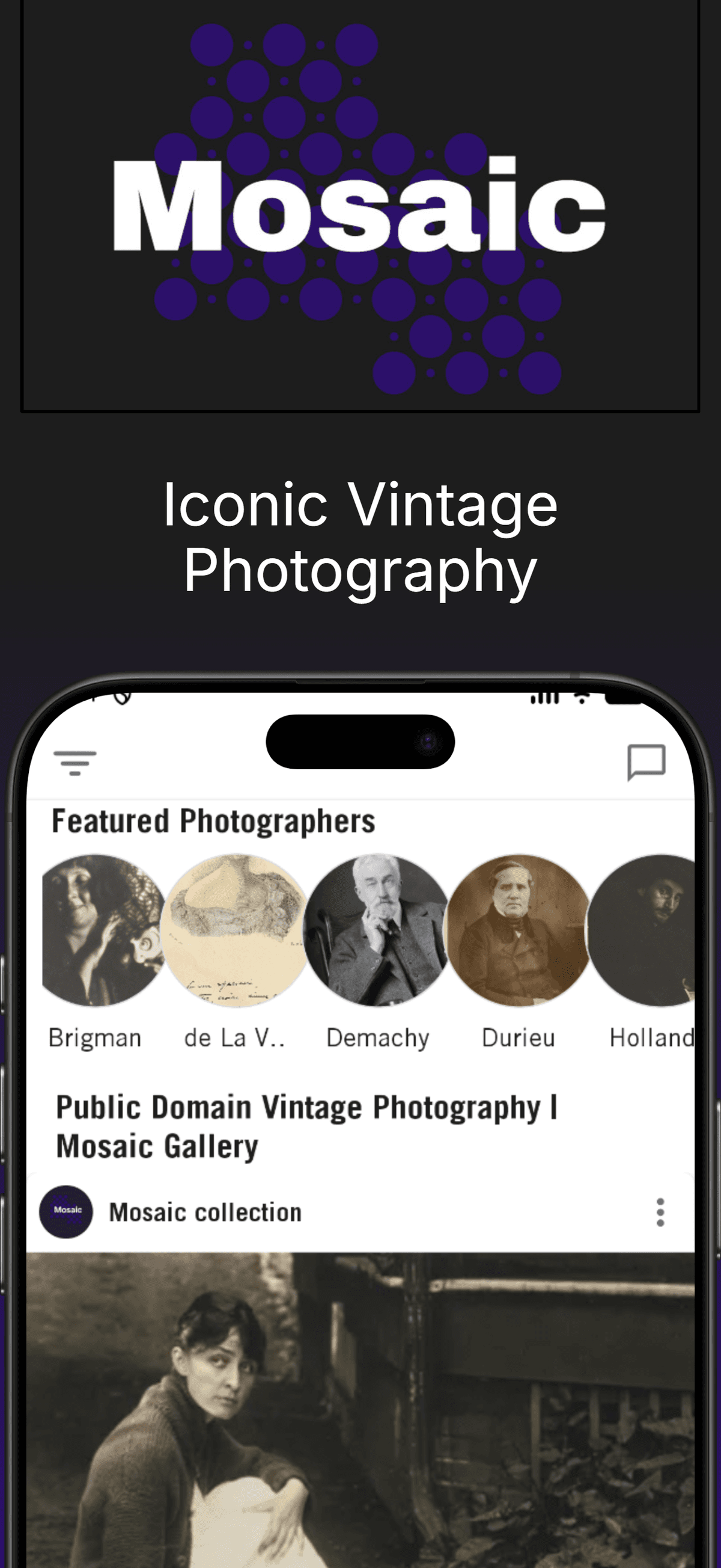 Mosaic app — iPhone photo view